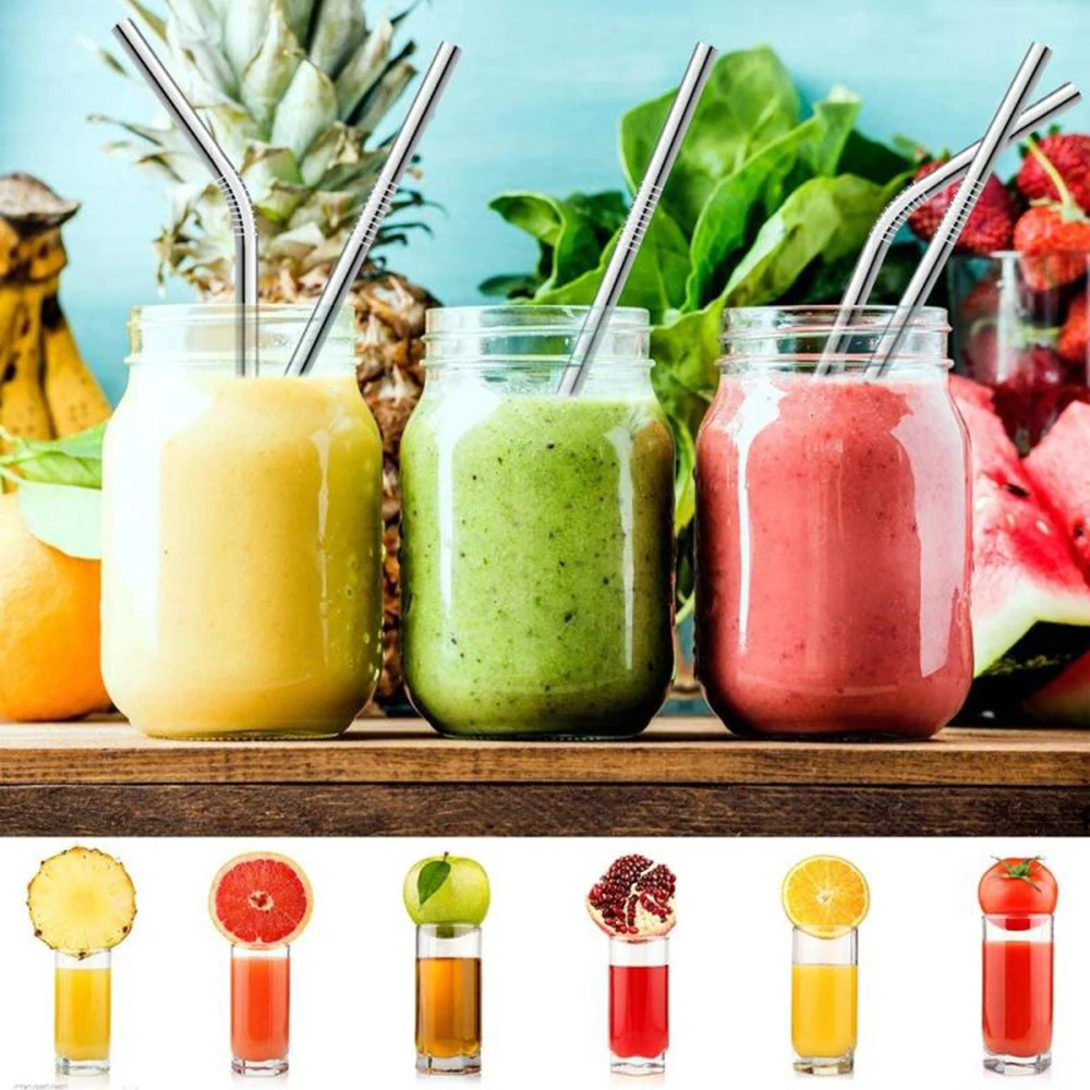 

Newest Reusable 50pcs / 6*215mm Metal Straw Stainless Steel Straw for Child and Adult Factory Wholesale