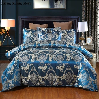 

New Satin Jacquard 2/3 pcs Set Arrival Bedding Set Classcial Pattern Style Quilt Cover and Pillowcase Cover CX002