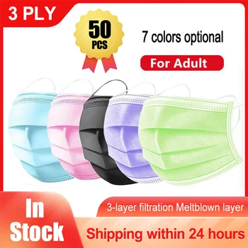 

7 Color Disposable Medical Mask Blue Pink Surgical Face Mouth Mask 3 Layer Ply Filter Non-woven Anti-Dust Earloops Mask