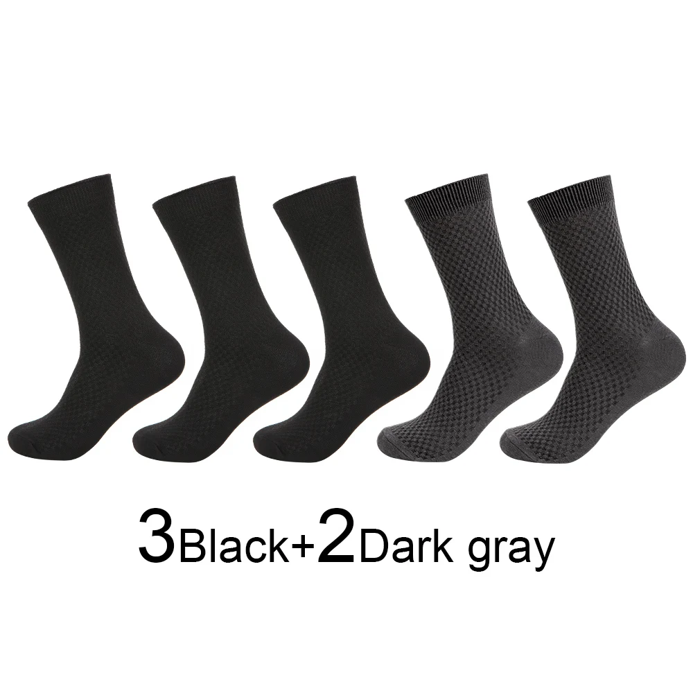 5 Pairs Bamboo Fiber Men's Socks Autumn Winter Deodorant Business Socks Men Long Size EUR 40-46 High Quality - Цвет: 8