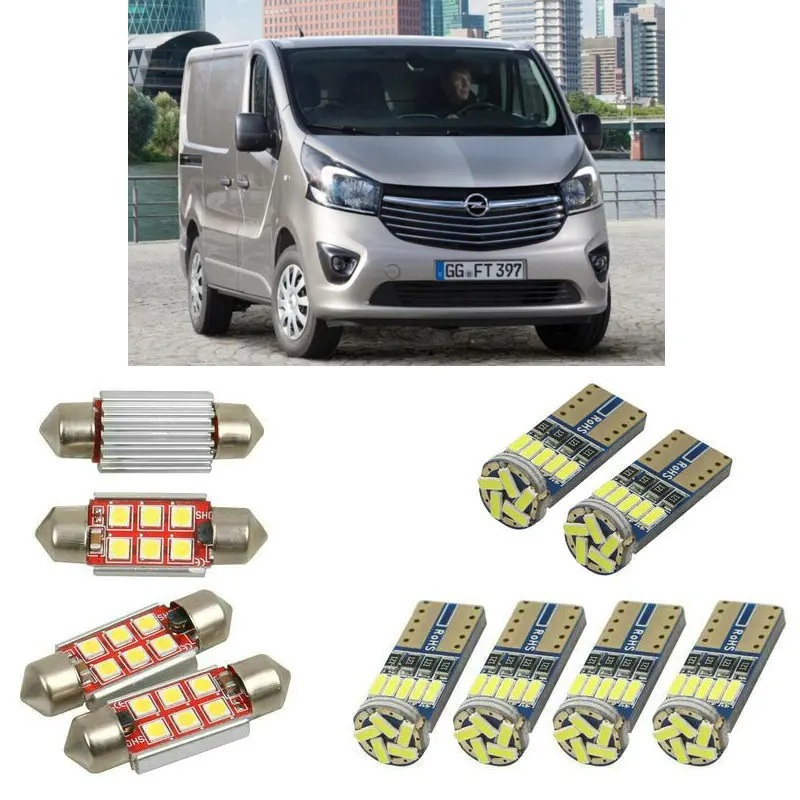 Interior led Car lights For Opel vivaro b box combi x82 bulbs for cars License Plate Light 8pc