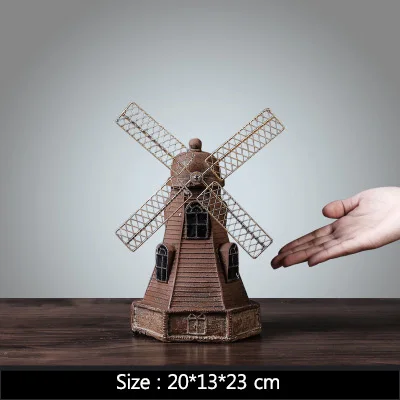 Windmill-Brown Статуя в американском ретро стиле, модели украшений, винный шкаф, винный шкаф, украшение для рабочего стола, винтажная Статуэтка для домашнего декора - Цвет: Windmill-Brown