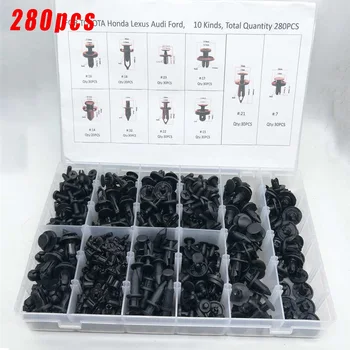 

280Pcs Car Door Plastic Push Pin Fender Bumper Rivets Fasteners Clips +5*Tool Easy To Use