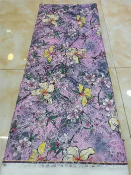 

2019 African Net Lace Fabric, High Quality Elegant Nigerian Wedding Lace Fabrics 5Yards Stones French Tulle lace FHD218