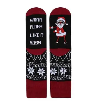 

Unisex Christmas Holiday Cotton Crew Socks Funny Santa Claus Winter Hosiery Gift