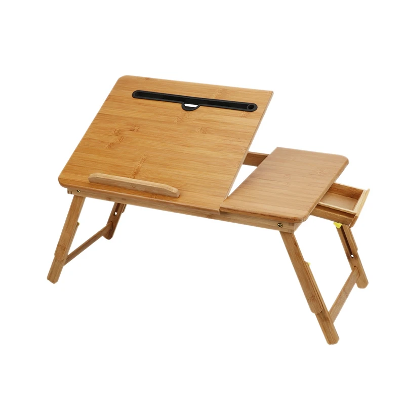 Laptop Lap Tray with Adjustable Legs Natural Bamboo Foldable Breakfast Serving Bed Tray Laptop Stand