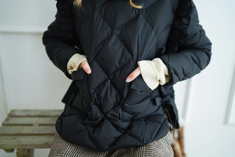 imakokoni black short pullover kawaii down jacket original design female winter 90 white duck down 182516
