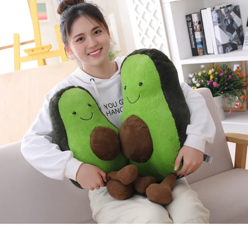 New Kawaii Avocado Plush Toys Green Smile Avocado Plush Pillow Cushion New Year Toy Girlfriend Gifts Birthday Christmas present