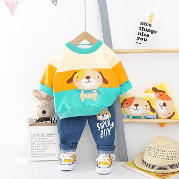 

HYLKIDHUOSE Spring Baby Girls Boys Clothing Sets 2020 Toddler Infant Newborn Clothes Cartoon Dog T Shirt Jeans Children Clothing