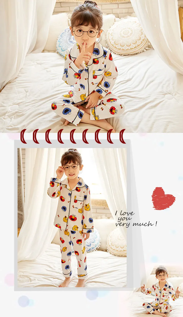 designer nightgowns New Arrivals 2022 Spring Autumn Girls Pajamas Set Baby Cute Full Cotton Sleepwear Suit Girls Nightwear Long Pants Set Kids Gift best nightgowns