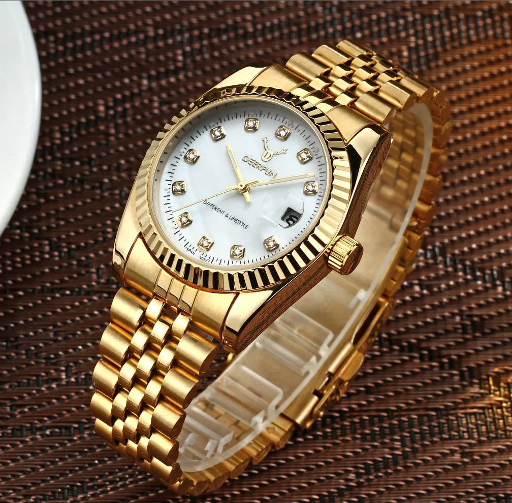 Швейцарские часы oyster perpetual Rolexable datejust MIYOTA, кварцевые классические деловые золотые часы с алмазной поверхностью reloj hombre - Цвет: ROL DJ201