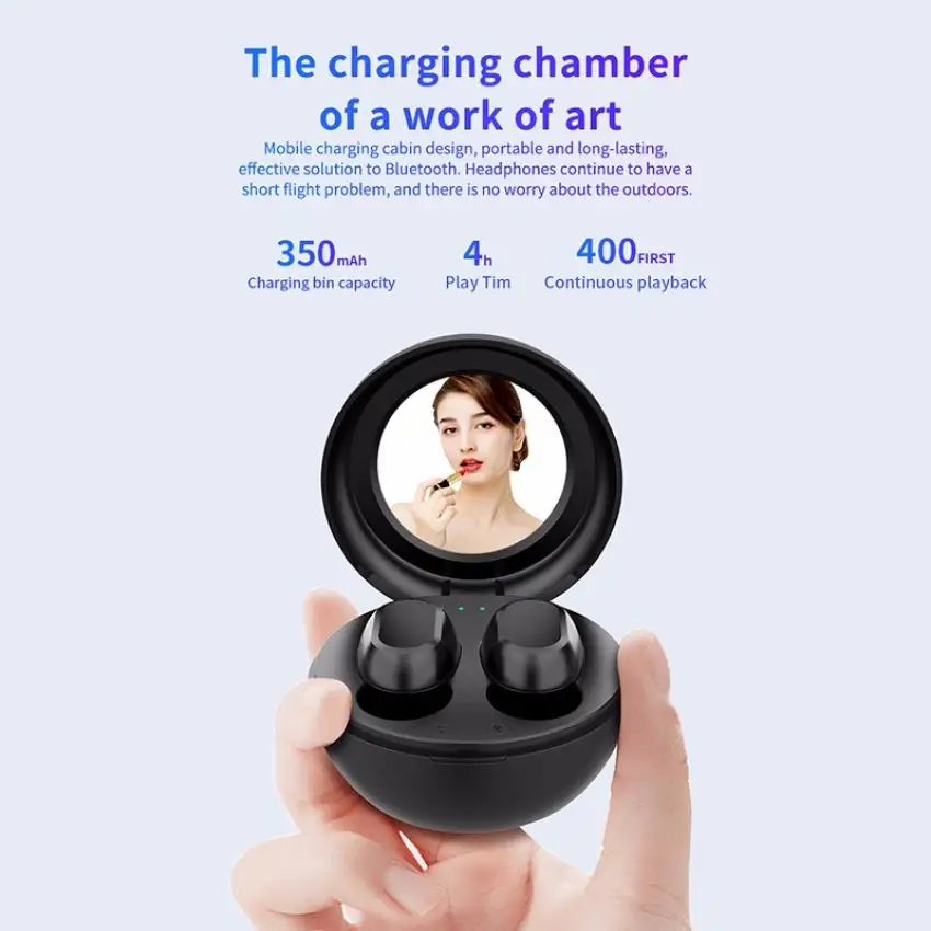 TWS Wireless Bluetooth Earphone Sport Headphones Portable HiFi Stereo Sound Charging Box Mobile Phone Gaming Heads Car Blue 5 0