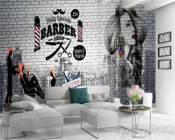 

Custom Barber Shop 3D Wallpaper Barber Shop Sexy Beauty Indoor TV Background Wall Advertising Decoration Wallpaper
