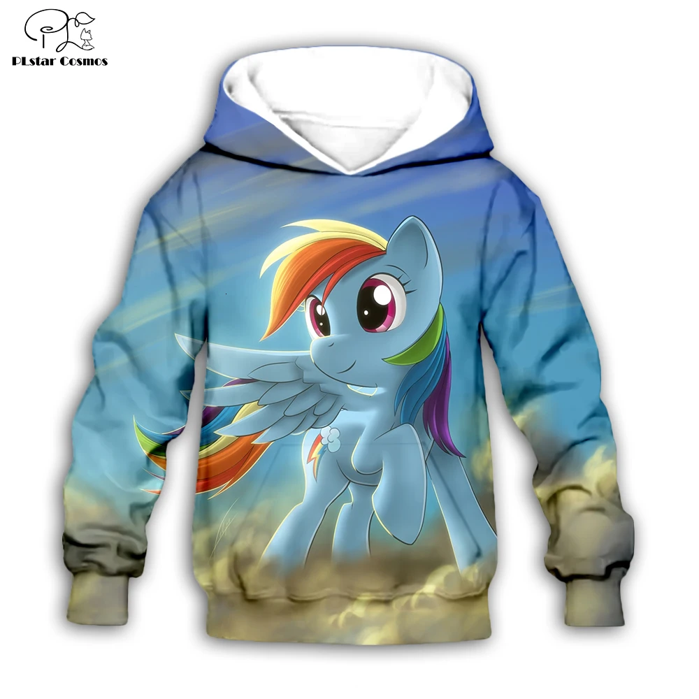 

Детский комплект одежды на весну и осень, толстовка My little Cartoon blue horse, пальто для девочек с 3d принтом, толстовки с галактикой, Детский костюм для мальчиков