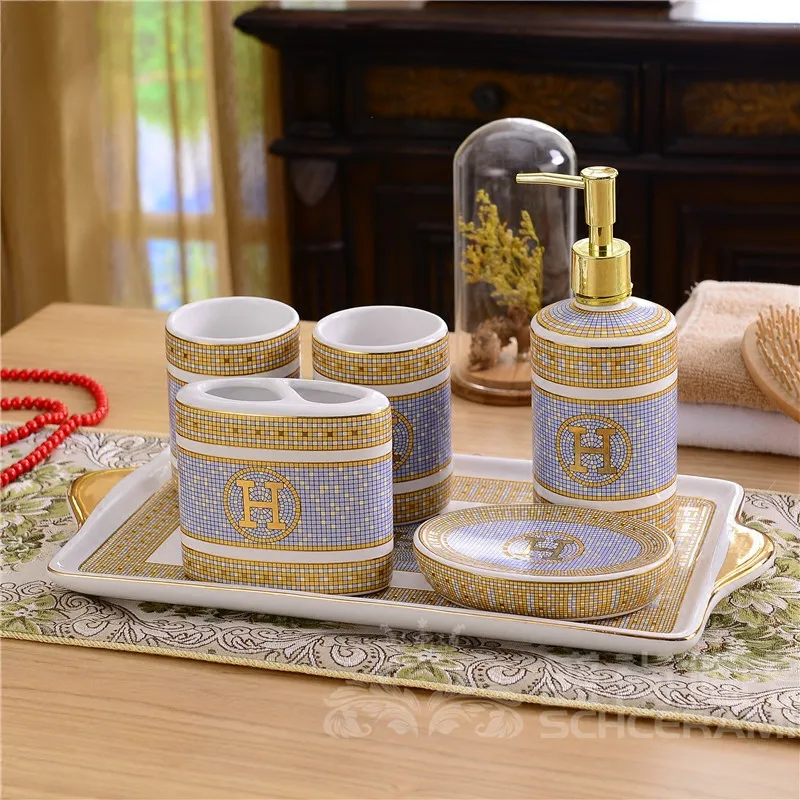 Bathroom Accessories Set Ceramic Soap Dispenser
