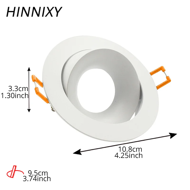 Hinnixy GU10 MR16, двойные кольца, круглый светодиодный светильник, потолочное крепление, основание, 90 мм, отверстие, 85-265 в, вращающийся луч, домашнее освещение