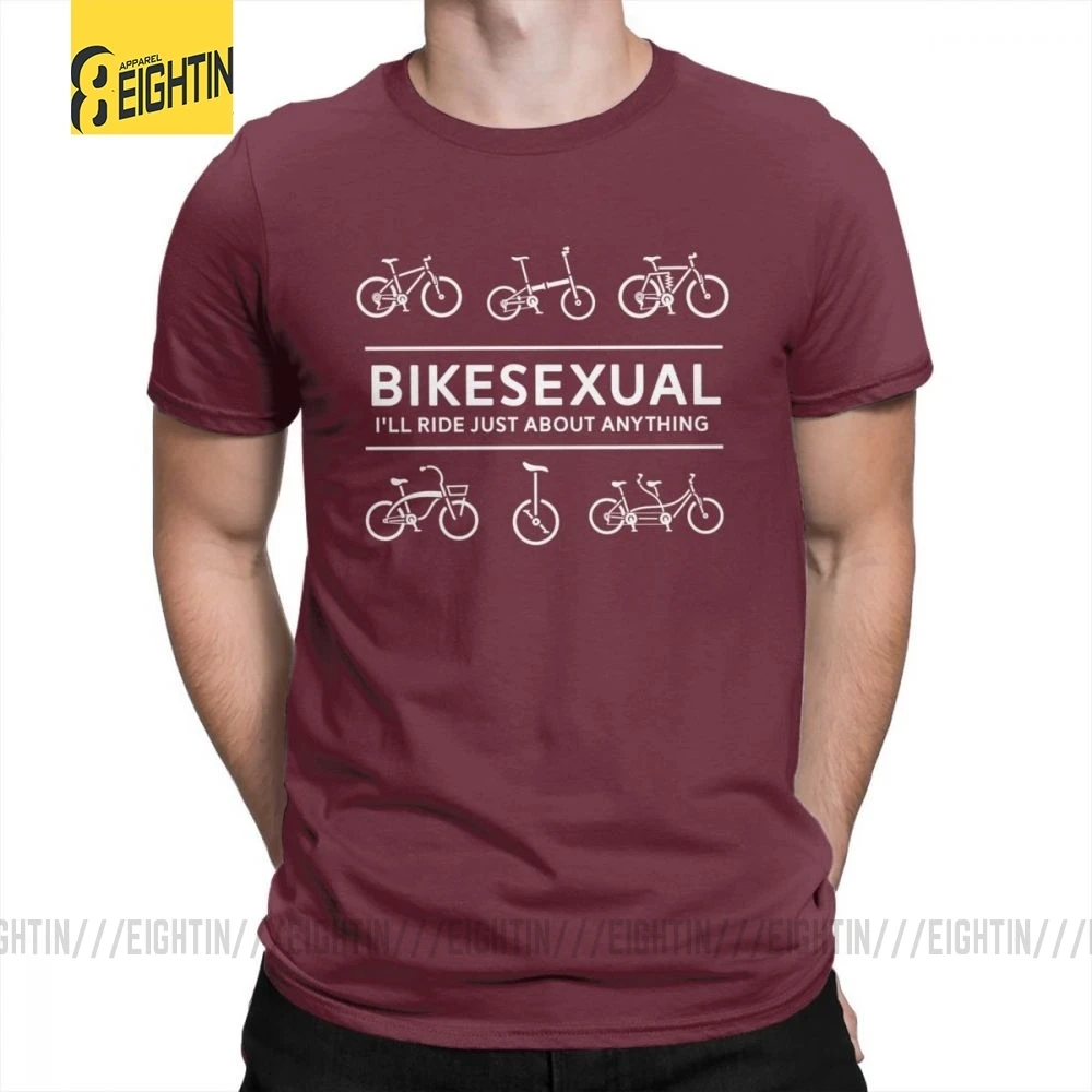 Bikesexual велосипедист велосипед футболка "Велоспорт" подарок большой размер футболки хлопок футболка с коротким рукавом мужской принт - Цвет: Burgundy