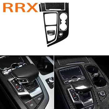 

For Audi Q7 SQ7 4M 2016-2019 Carbon Fiber Gear Shift Panel Storage Car Cup Holder Stickers Center Console Surround Sticker 6PCS