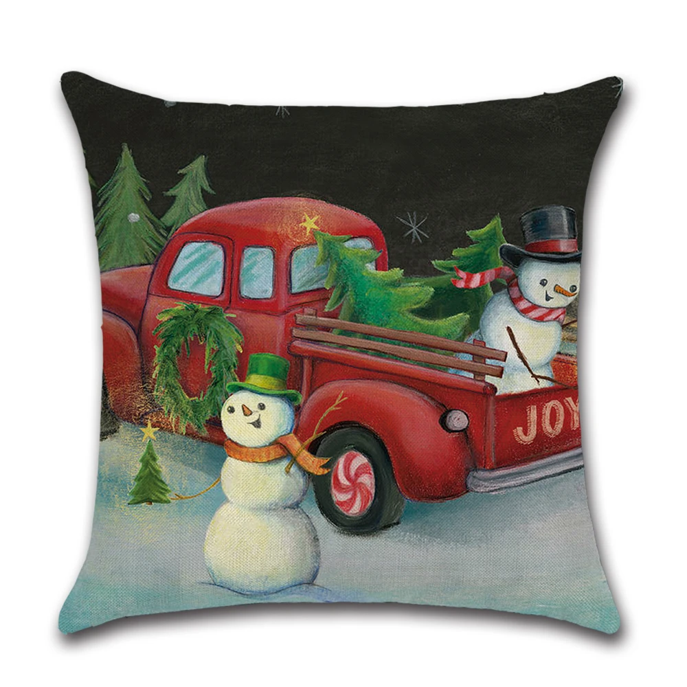 5 1pc Christmas Red Truck 45x45cm Cushion Cover Christmas Tree Decoration Family Living Room Chair New Year Linen Pillow Case - Цвет: 5