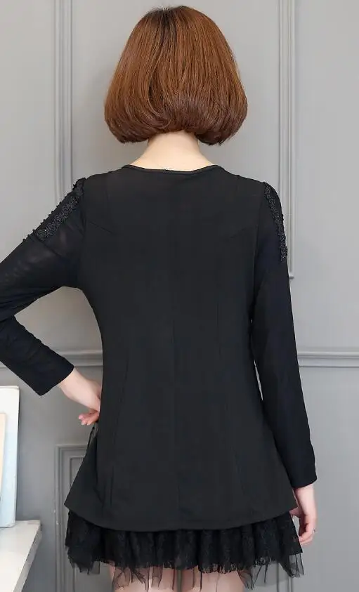 Осень Зима Новые Vestidos женские элегантные офисные повседневные с длинным рукавом на шнуровке свободного размера плюс рабочие Топы Одежда футболки L-6XL