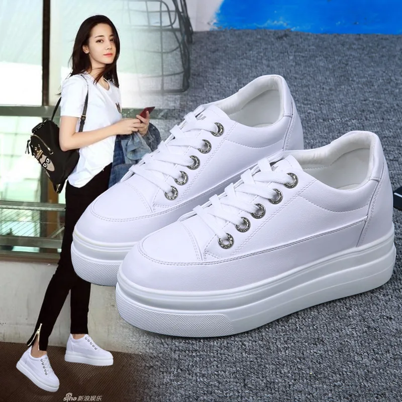 

High Shoes Women's 2019 Spring Significant Foot Small White Shoes Elevator WOMEN'S Shoes Versatile Comfortable