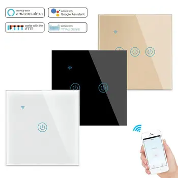 

Wifi Smart Switch EU 1/2/3 Gang,220V Remote Control Smart Light Switch APP Control Work with Google Home Alexa Assistant