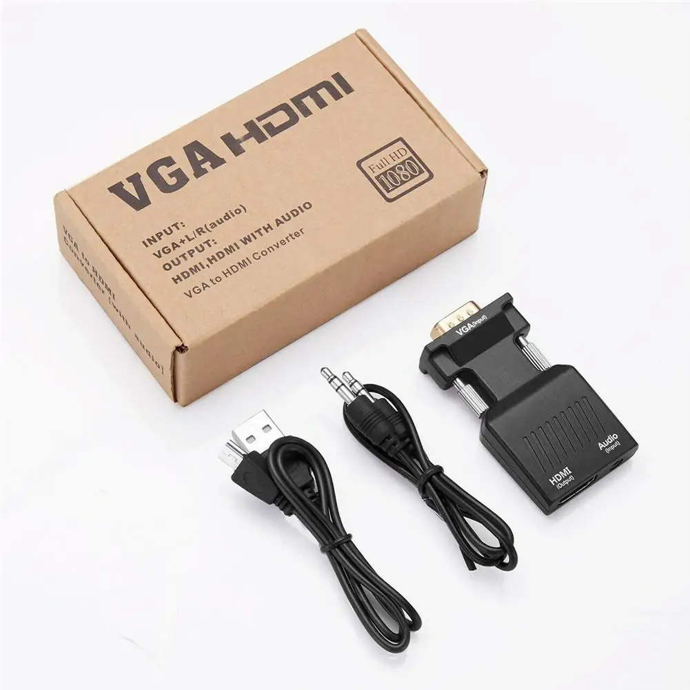 VGA к HDMI адаптер высокой четкости кабель Поддержка аудио видео синхронизации