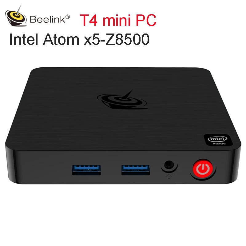 

Beelink T4 Mini PC Intel Atom x5-Z8500 Intel HD Graphics 600 4GB RAM 64GB EMMC 2.4G&5.8GHz WiFi 1000Mbps 4K usb bluetooth tv box