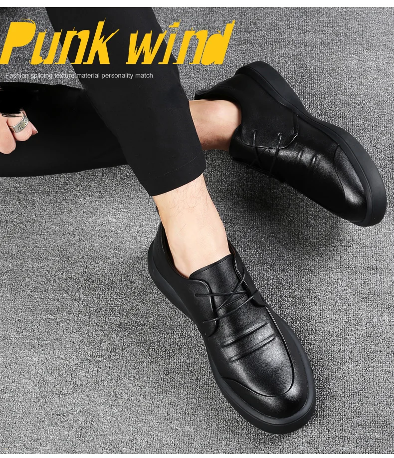 Misalwa High Quality Men Leather Casual Shoes Slip-on / Lace-up Office Daily Men Footwear Thick Sole Business Dress Moccasins