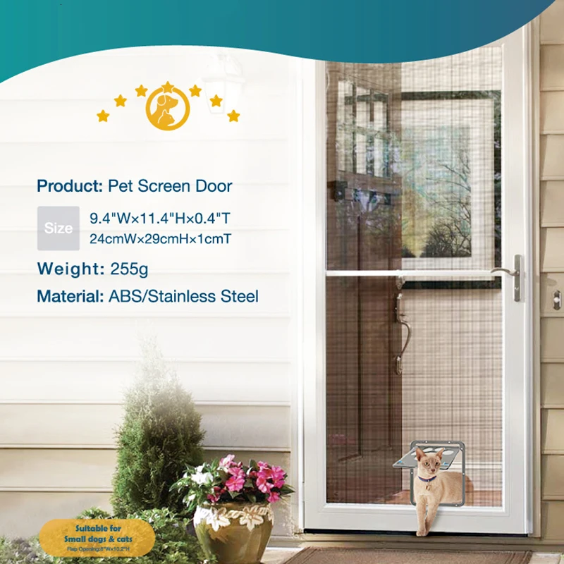 Прочная ABS+ нейлоновая сетка Pet дверь для кота для экрана окна безопасности створки ворота домик для кошек свободный доступ безопасный дверной домик для кошек открытый