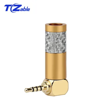

2.5mm Jack Carbon Fiber 4 Poles 90 Degree Stereo Audio Jack Mini Earphone Plug Headphone Solder Wire Connector 6.5mm Wire Hole