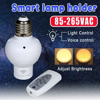 

85-265VAC E27 Full Voltage Intelligent Wireless Remote Control Screw Lamp Holder LED Energy-saving Dimming Night Light