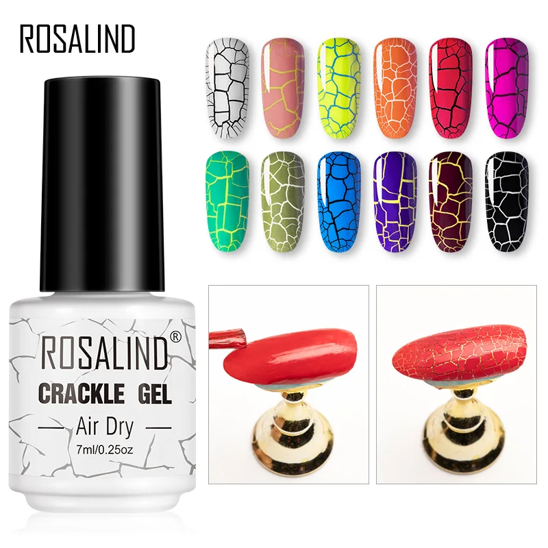 ROSALIND Crackle Gel Nail Polish Classic Color Base Of Nail Varnish Hybrid Manicure Set For UV Semi