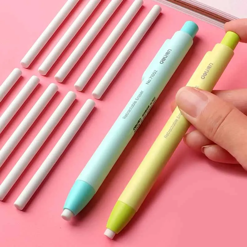 1PC Creative Press Eraser Pen Shape Retractable Dust Free Writing