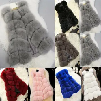

2019 Faux Fur Vest Female Plus Size 4XL Fluffy 2019 Plush Vest Autumn Winter Warm Casual Fashion Solid Sleeveless Soft Outwear