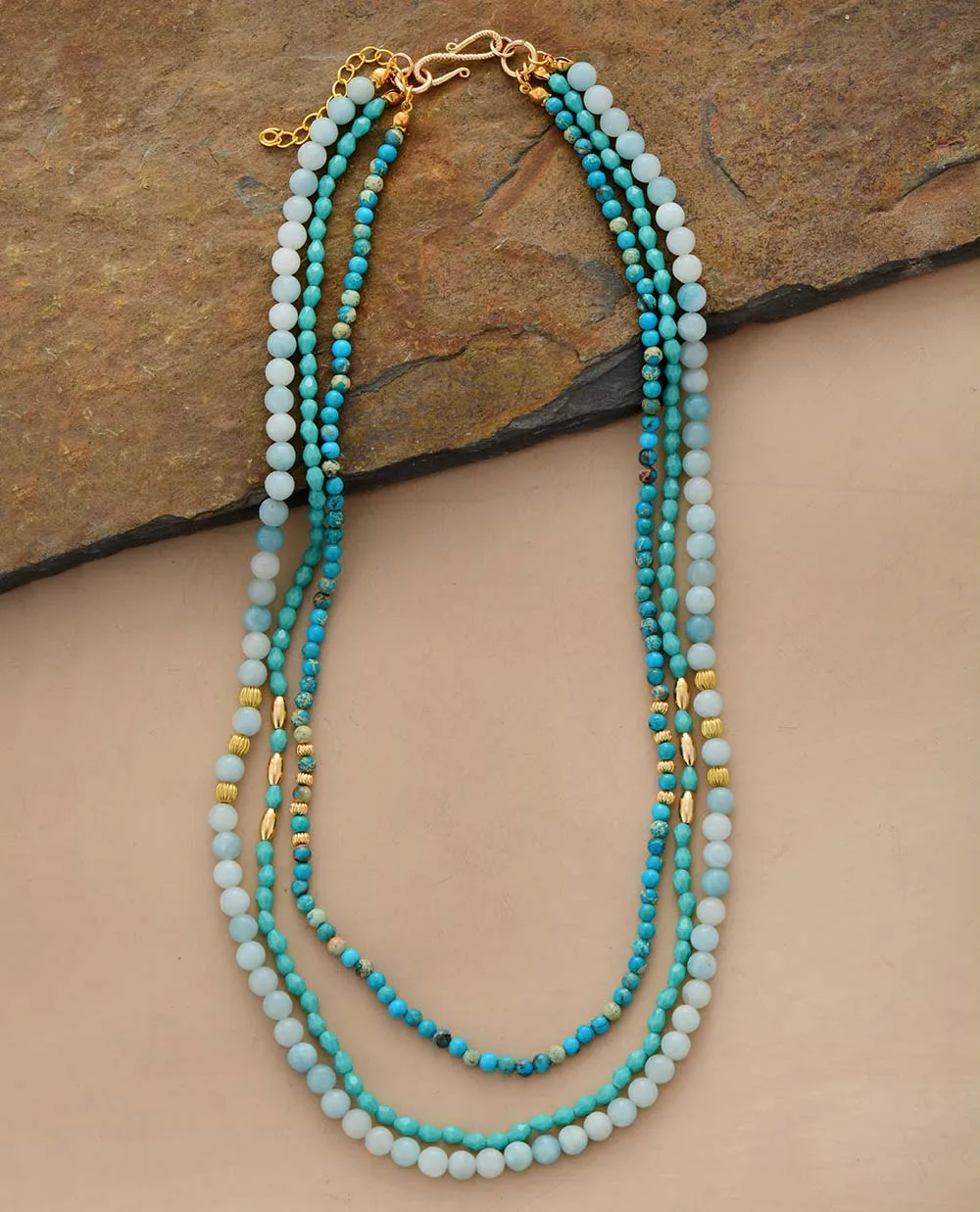 Массивные ожерелья с воротником из натурального камня, кристалл Амазонит, многослойные ожерелья, женские элегантные подарки, цепочка, ювелирные изделия