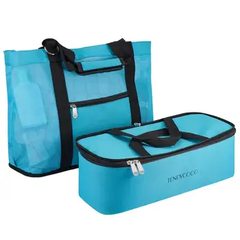 

Multi-function Beach Tote Bag Large Capacity Double Mesh Travel Bag Camping Insulated Lunch Bags Portable Beach Bag
