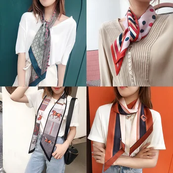 

2020 New Women Silk Scarf Square Scarf Lady's Silk Feel Satin Neck Hair Scarves Head Hair Tie Fashion Girl Hair Scarfs
