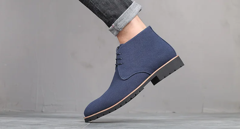 Suede Leather Boots Men Winter Casual Shoes Autumn Business Ankle Boots Plus Size Fashion Lace-Up Male Botas Hombre