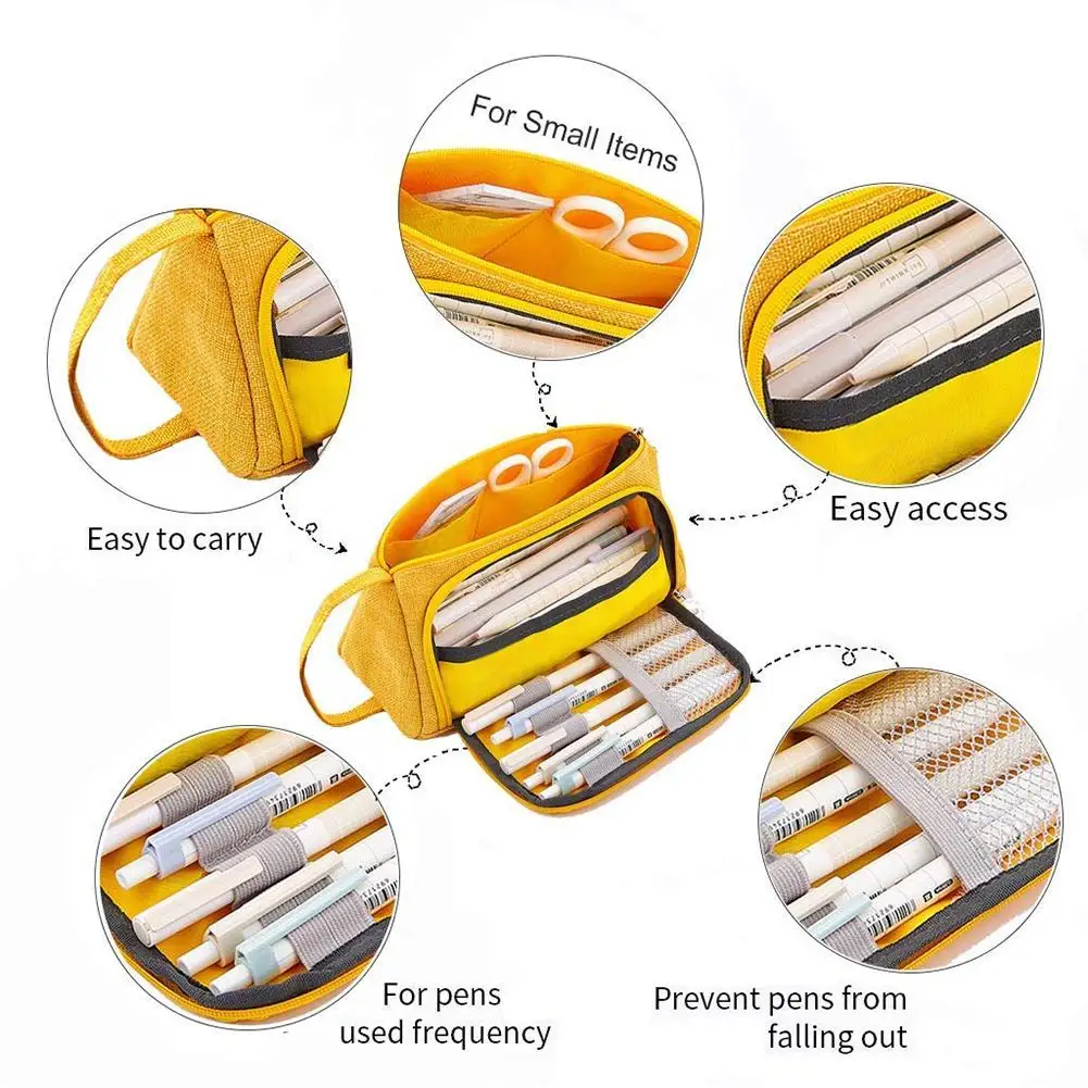 

Unique Multifunctional Large Capacity Cotton Linen Holder Pen Storage Bag strong zipper Pouch Durable Make-up Storage Bag