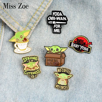 

Baby Yoda Enamel Pin Custom Brooch Strong & Cute Soup Cup Adopt Box Badge for Bag Lapel Pin Buckle Animal Jewelry Gift for Fans