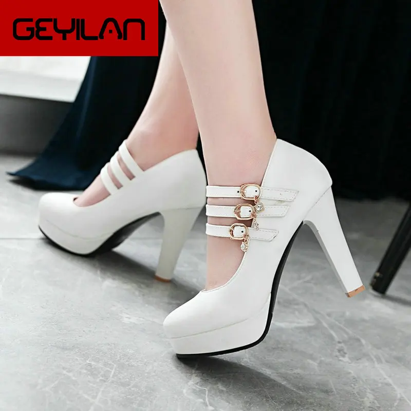 

2019 Spring Autumn High Heels Female Platform Shoes Mary Jane Pumps Square High Heels Dress Party Shoes Women