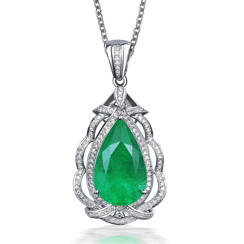 RICKI Fine Jewelry Real Pt900 Platinum колумбийский изумруд кулон Emearld 3.13ct золотой бриллиант Кулон