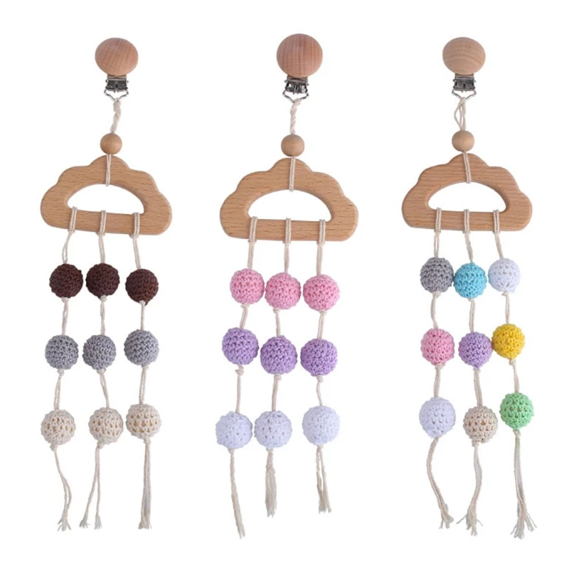 

New Baby Teether Teething Pendant Pram Clip Hanging Toy Stroller Chain Rattle Wooden Nursing Molar Soother Infants Shower Gifts