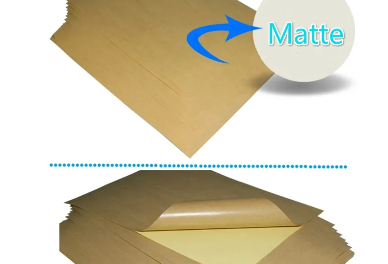 50 Sheets/package A4 Dark Light Brown Kraft Paper Carton Color Sticker Sticker Inkjet Laser Printing Self-adhesive Label Paper