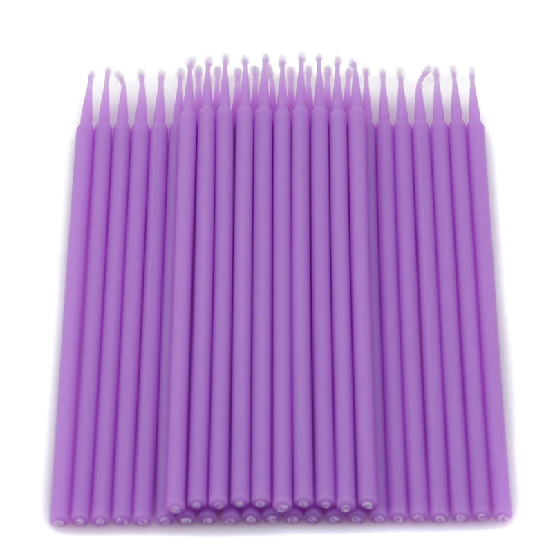light purple 100 шт Набор одноразовых кистей для макияжа ватные тампоны для татуажа маленький острый наконечник для чистки мягк тампон для снятия ресниц тампон - Цвет: light purple