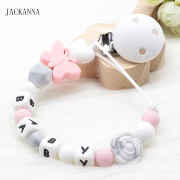 

Customized Name Baby Dummy Clips DIY Silicone Soother Holder BPA Free Infant Attache Sucette BPA Free Baby Pacifier Holder Chain