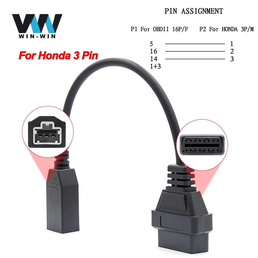 Кабель-удлинитель OBD2 16-контактный OBD к разъем адаптер Авто для Honda 3pin HDS J2534 2