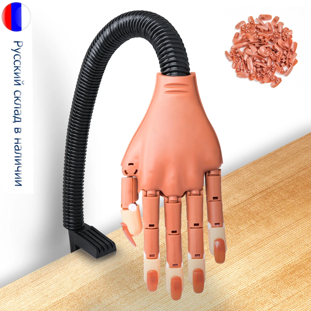 

Nail Art Hands Professional Practice Hand +100Pcs Nail Tips Adjustable Plastic Practice Model DIY Manicure Tool Flexible & Soft