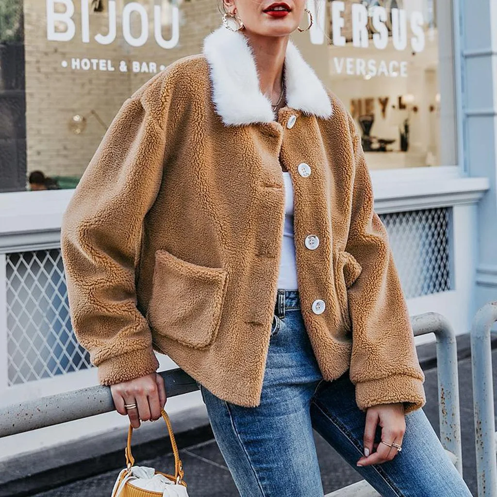 

Women Winter Jacket Thick Fur Lined Coats Parkas Fashion Faux Fur Lining Corduroy Bomber Jackets Cute Outwear 2019 New Fashion